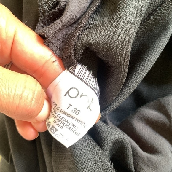 PNK casual black high waisted tuxedo trousers pants two tones black size S wool - Picture 9 of 14